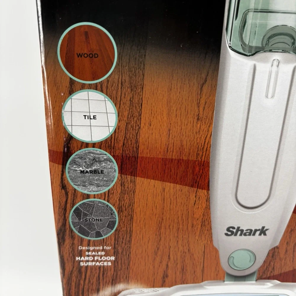 Brand New Shark S1000 Steam Mop with 2 Machine Washable Dirt Grip Pads - White